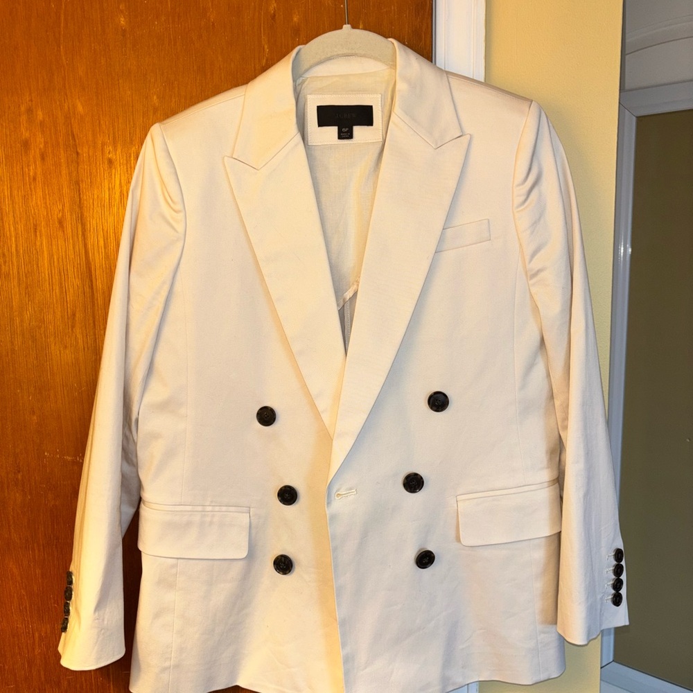 J. Crew Cream and Black Textured Blazer